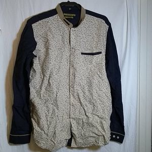 Zillian Men's Mandarin Collar Linen Dress Shirt